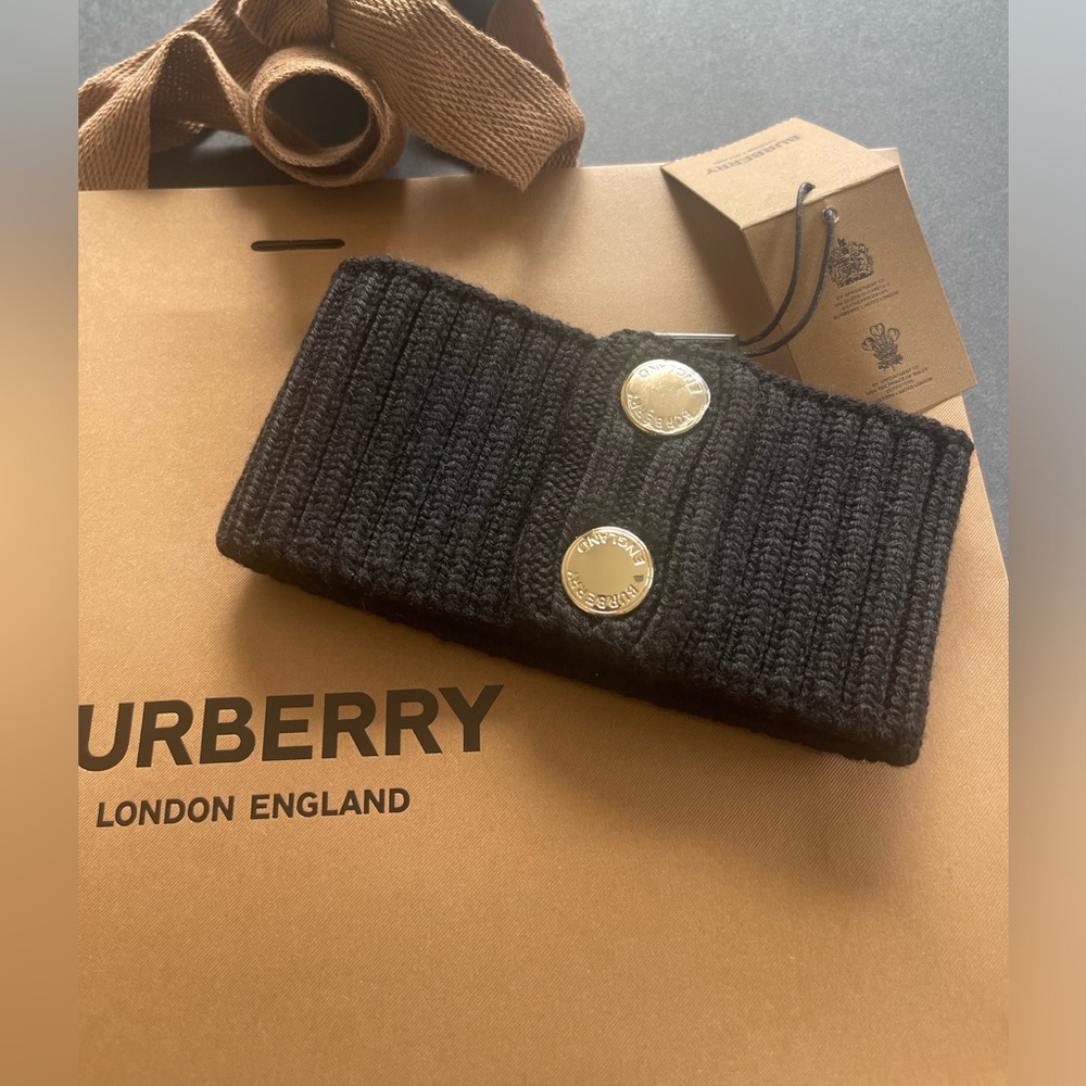 New Burberry Rib Knit Collar Black Unisex🖤🌟 - Picture 2 of 8